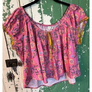 Natural Life Bohemian Floral Cute Top - Pink
